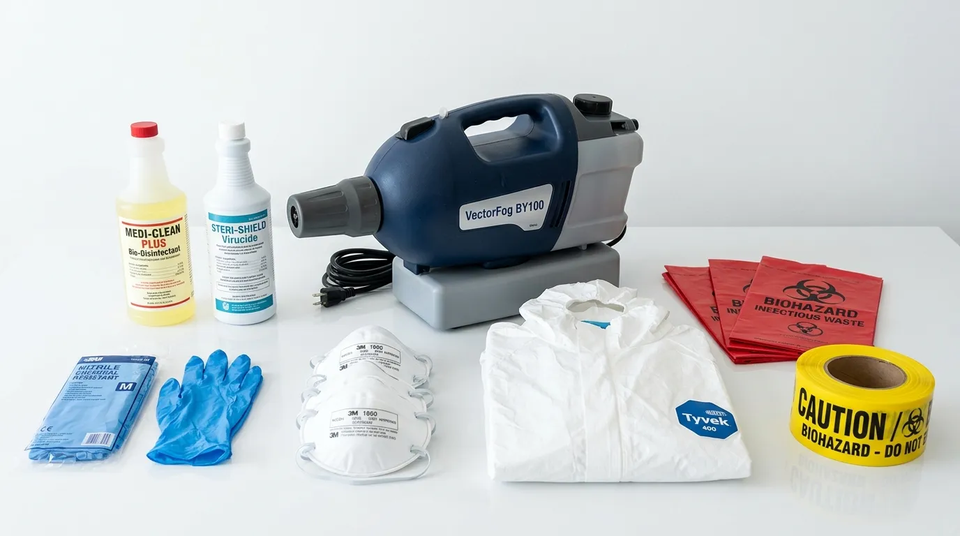 Professional biohazard remediation crew working in Hough