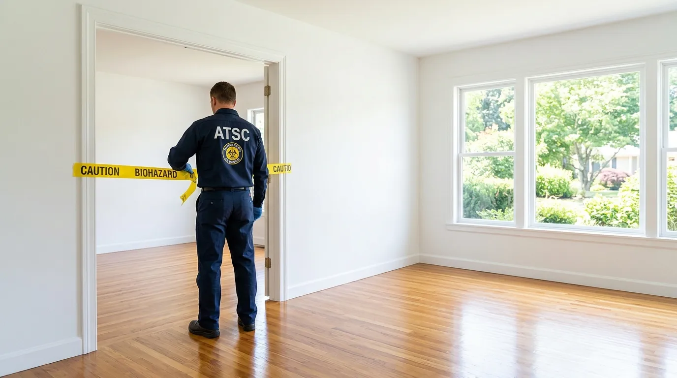 Certified biohazard cleanup crew performing Crime Scene Cleanup in Hough